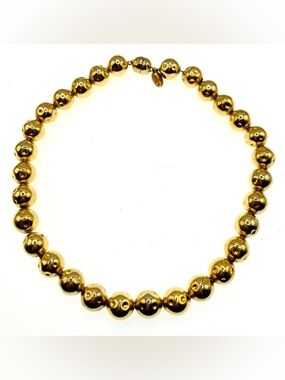 Vintage Les Bernard LTD Gold Tone Bead on Chain Necklace Chunky Statement 80s